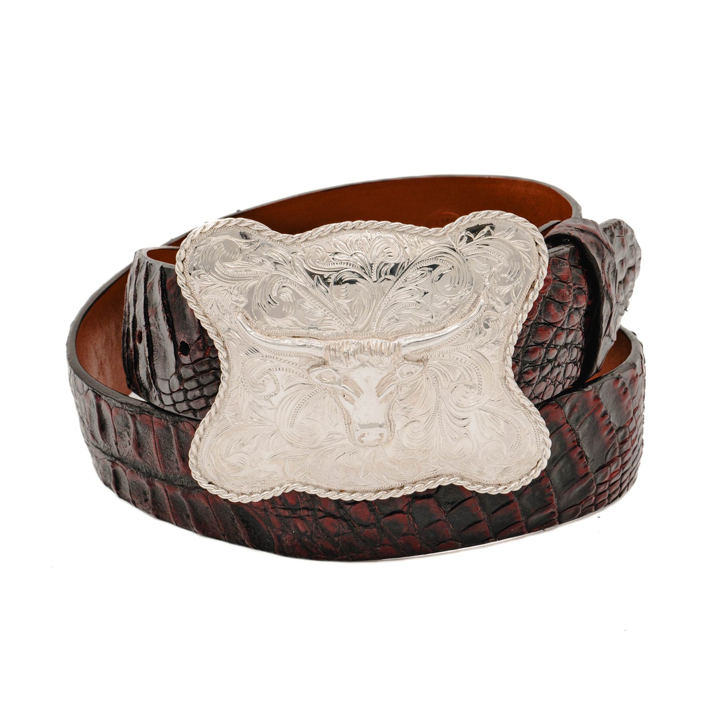 San Angelo Longhorn Scalloped Sterling Silver (.925) Trophy Belt Buckle