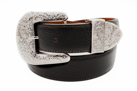 The "Taylor" Dark Brown Bull shoulder Leather Belt