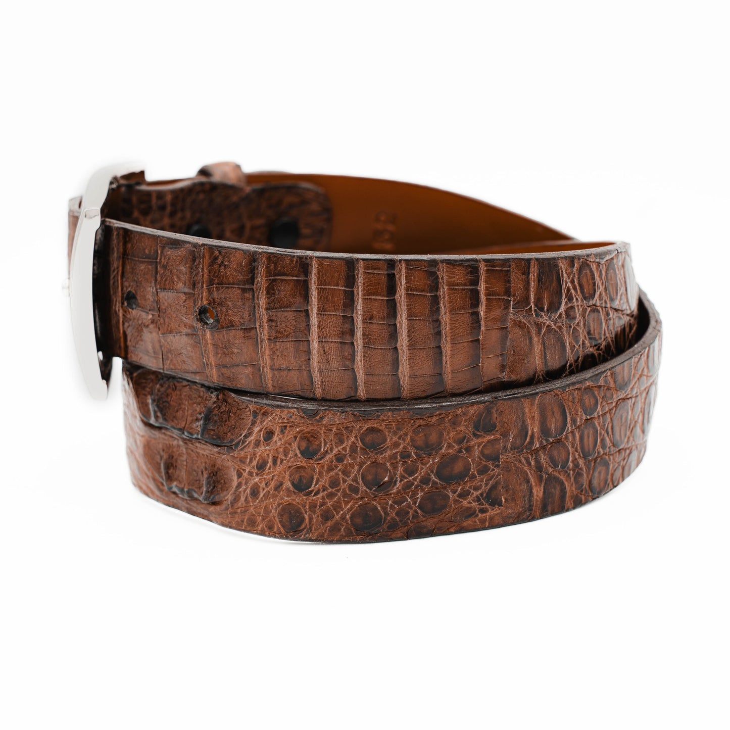Hornback Cigar Brown Caiman Crocodile Leather Belt