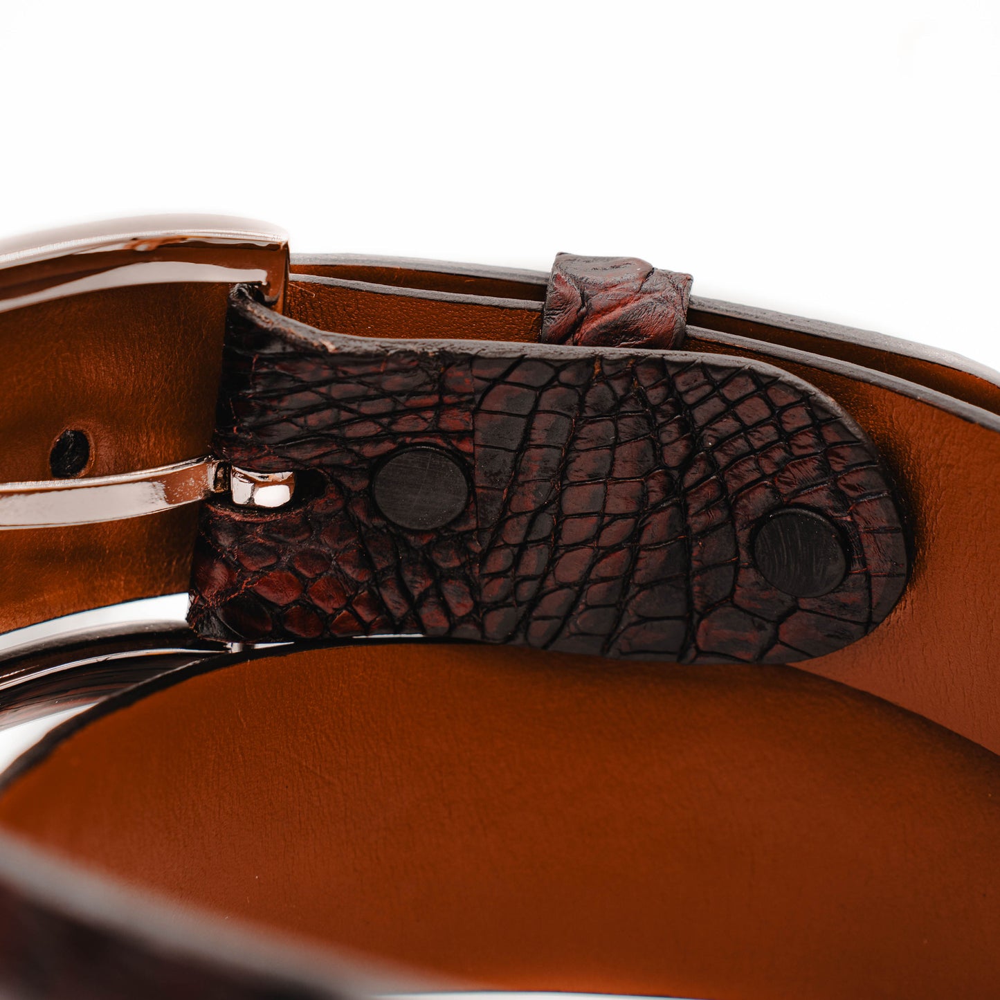 Hornback Black Cherry Caiman Crocodile Leather Belt