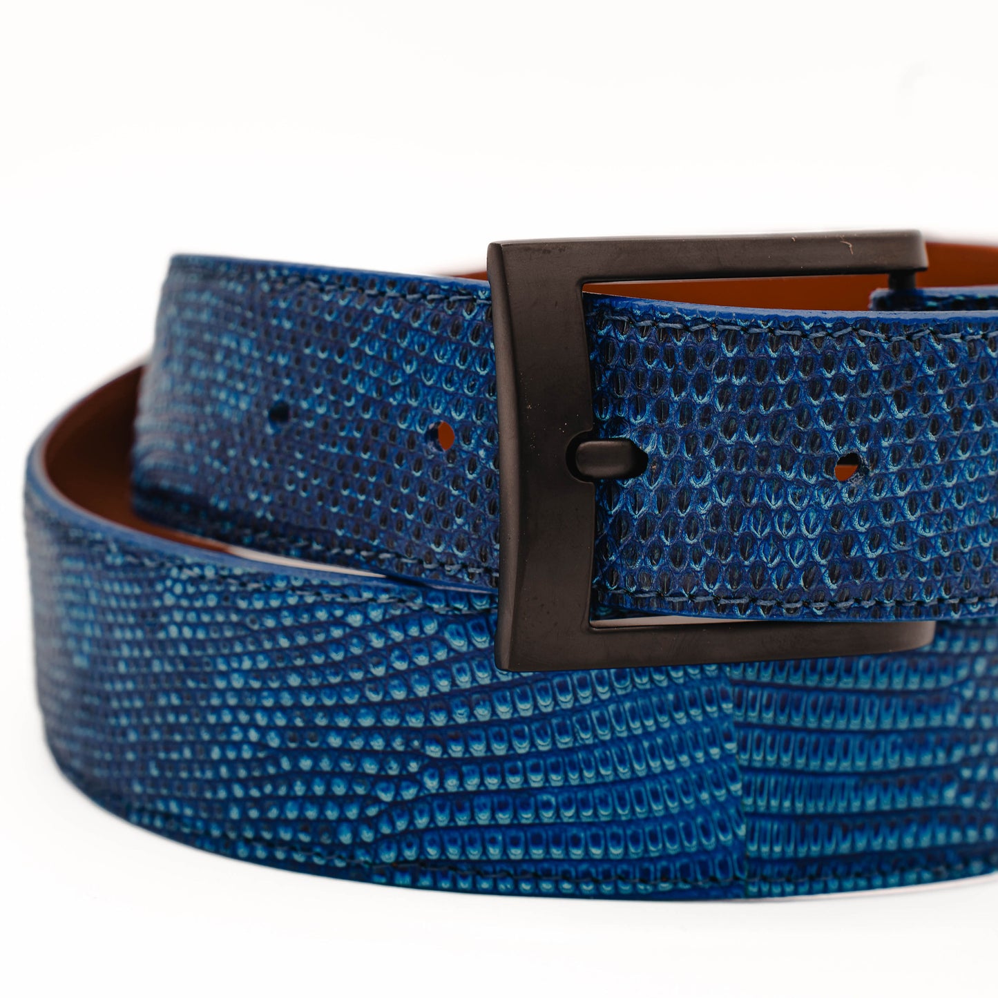 Mediterranean Blue Lizard Leather Belt