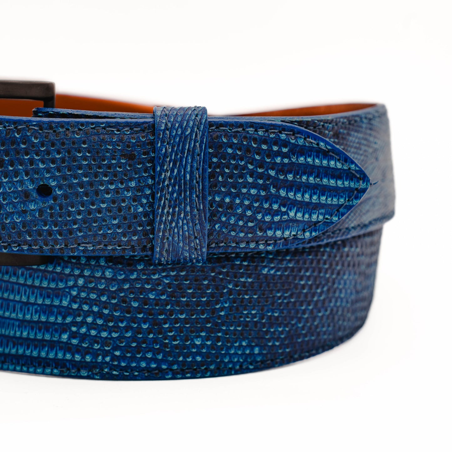 Mediterranean Blue Lizard Leather Belt