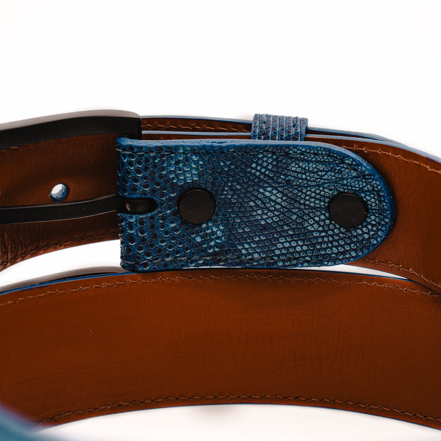 Mediterranean Blue Lizard Leather Belt