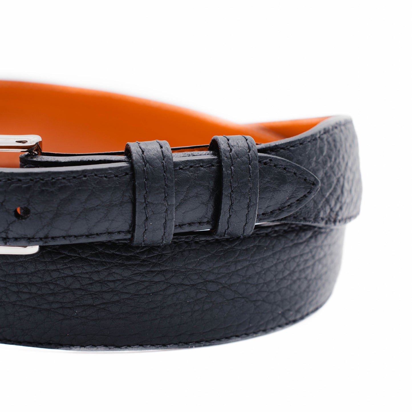 Black American Bison Leather Tapered Belt