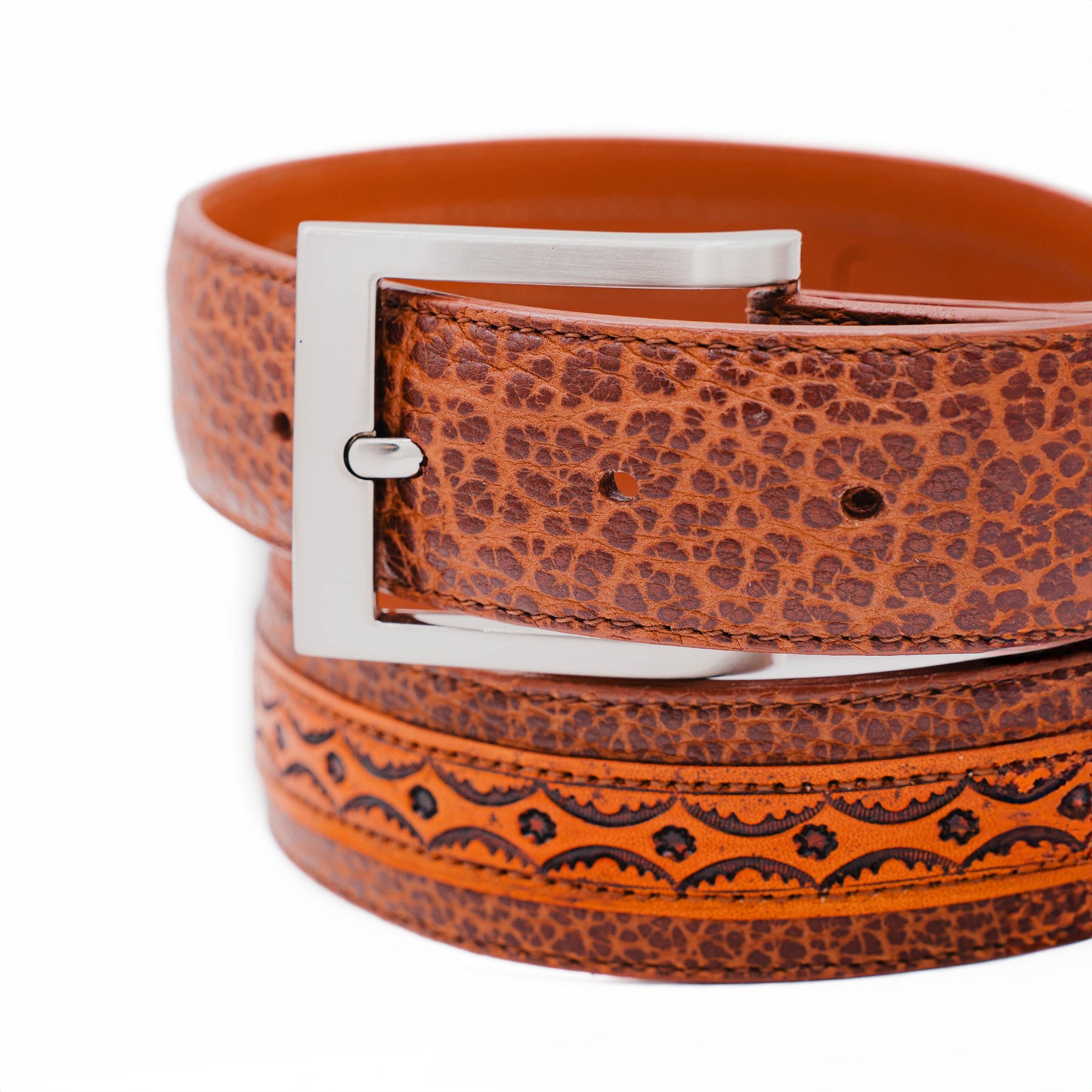 Santa Fe Cognac American Bison Leather Belt