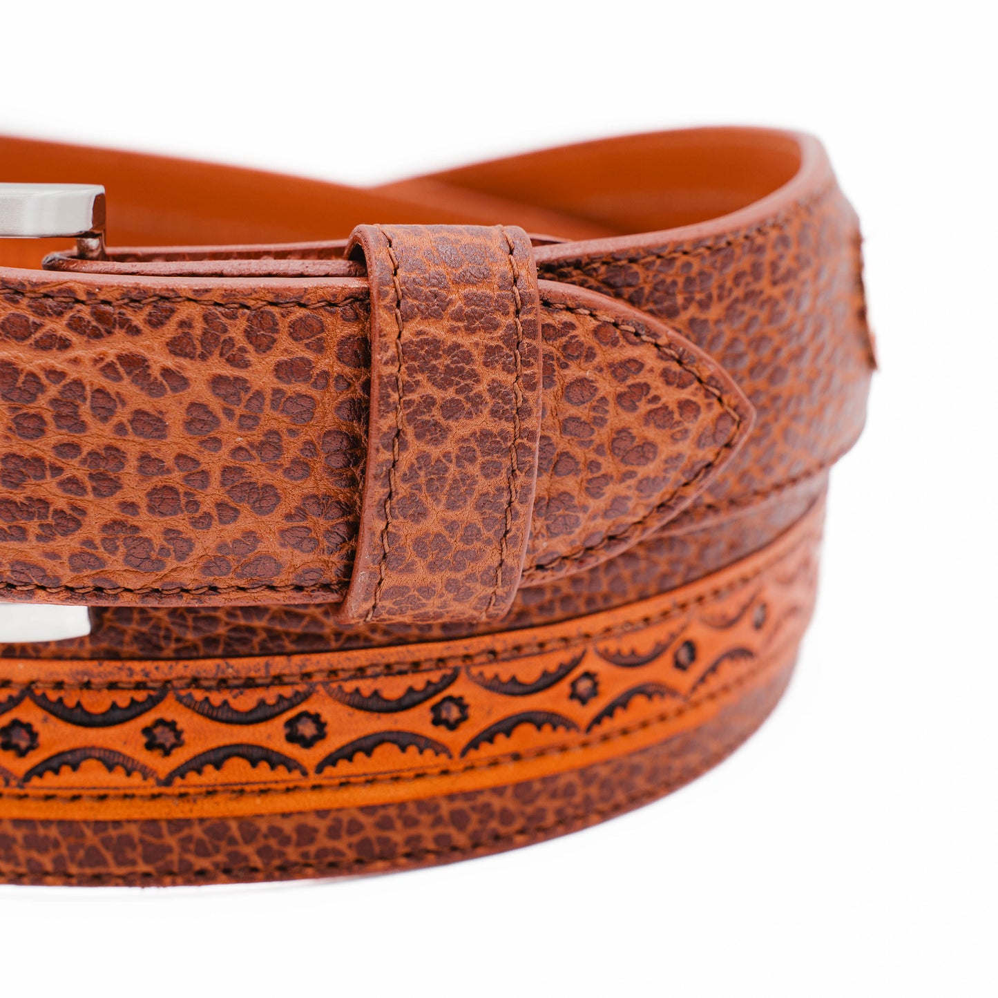 Santa Fe Cognac American Bison Leather Belt