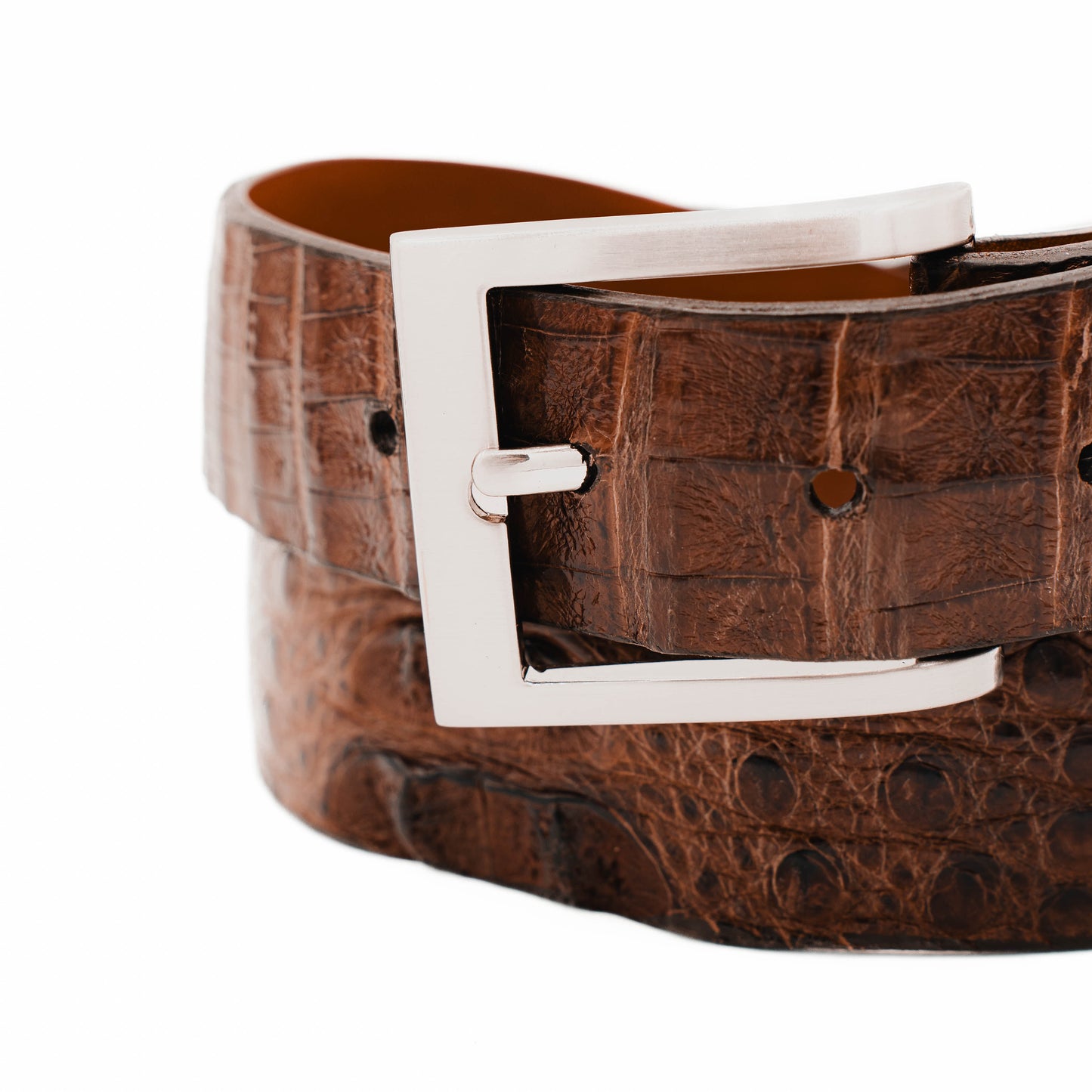 Hornback Cigar Brown Caiman Crocodile Leather Belt