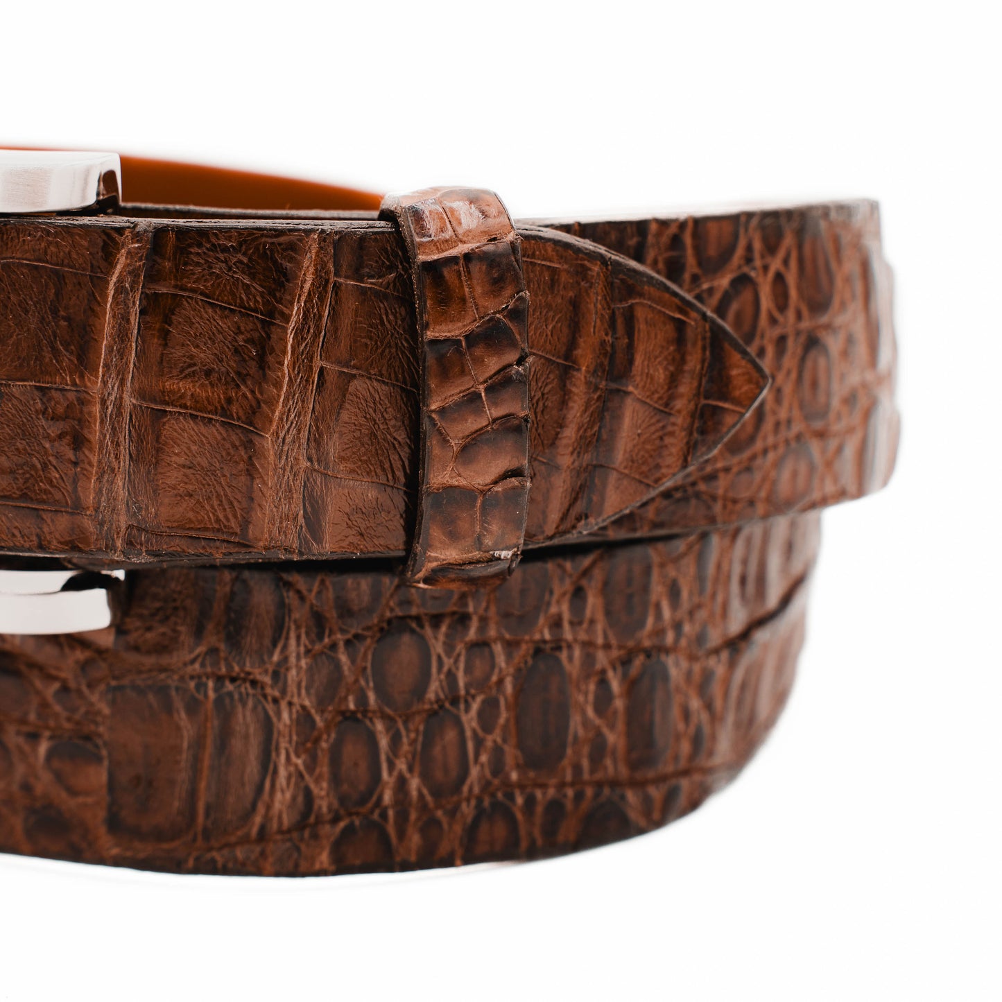Hornback Cigar Brown Caiman Crocodile Leather Belt