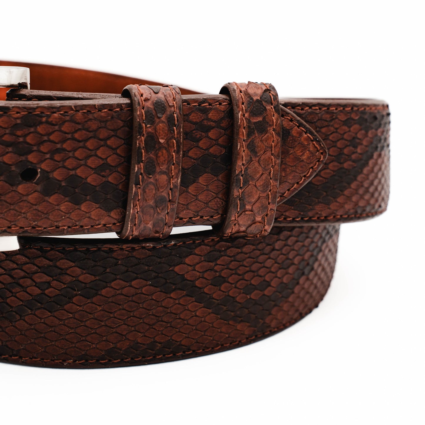 Cognac Python Leather Belt