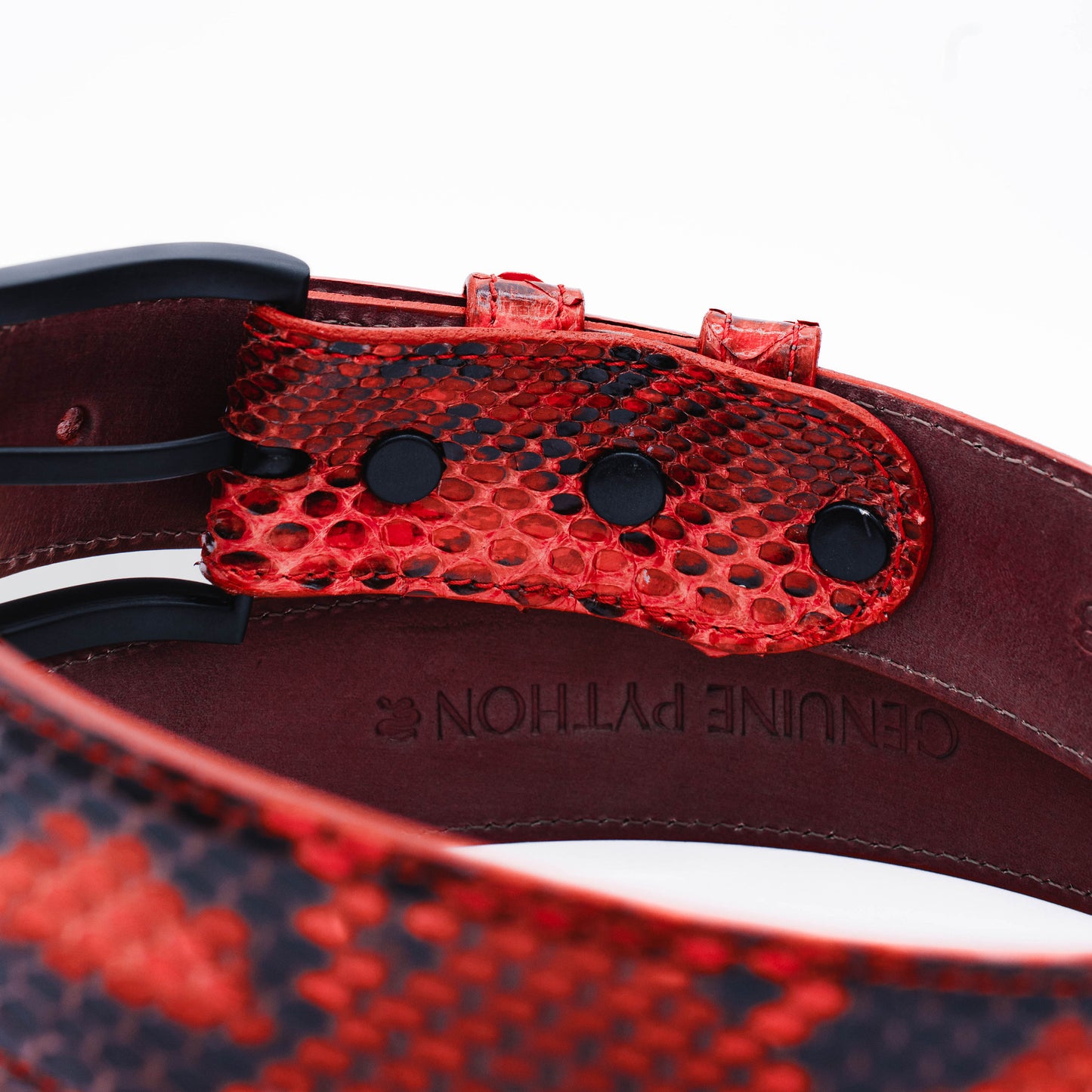 Genuine Natural Red Python Leather Belt