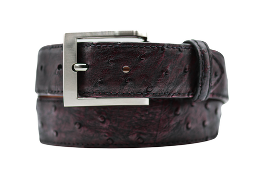Black Cherry Full Quill Ostrich Leather Belt