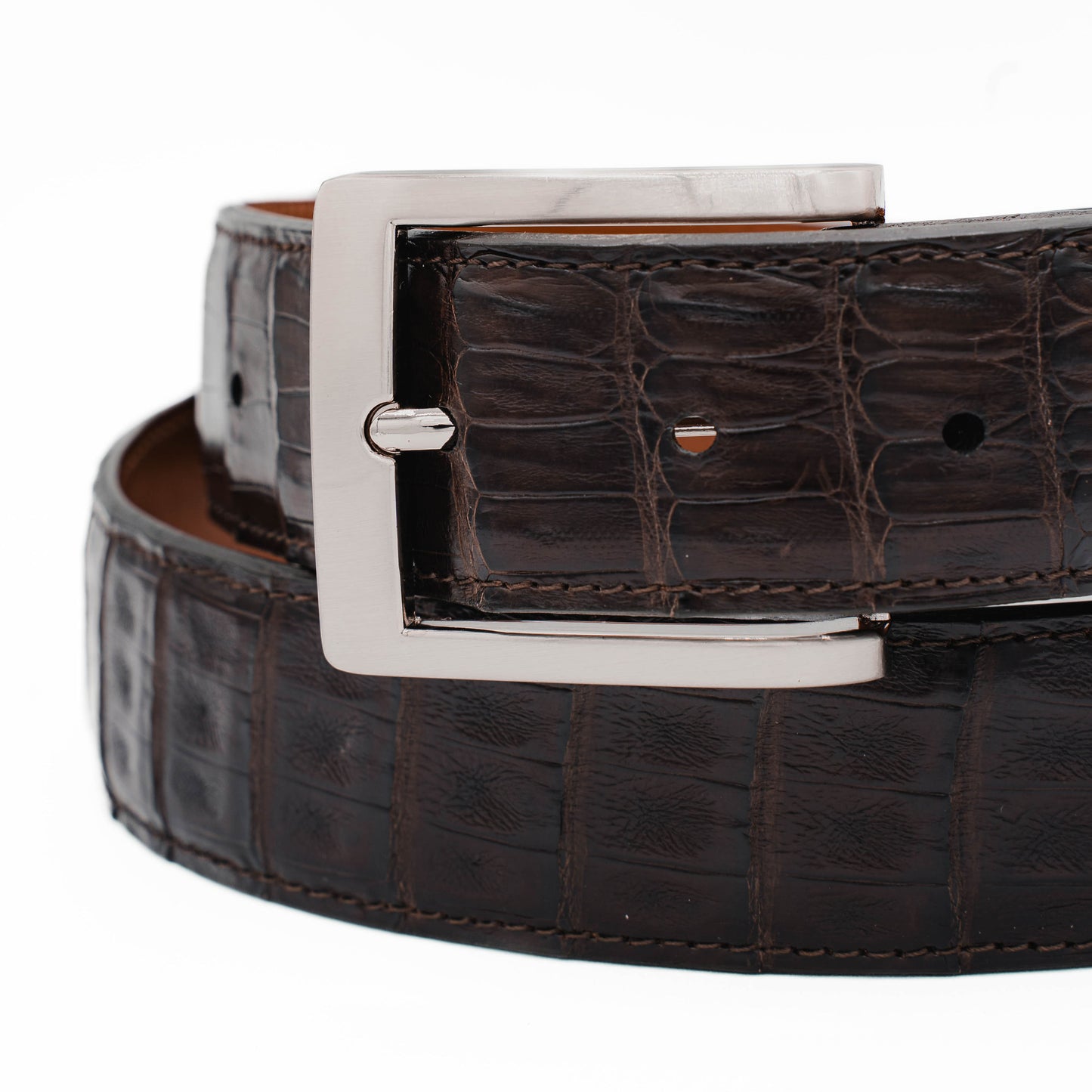 Brown Caiman Crocodile Leather Belt