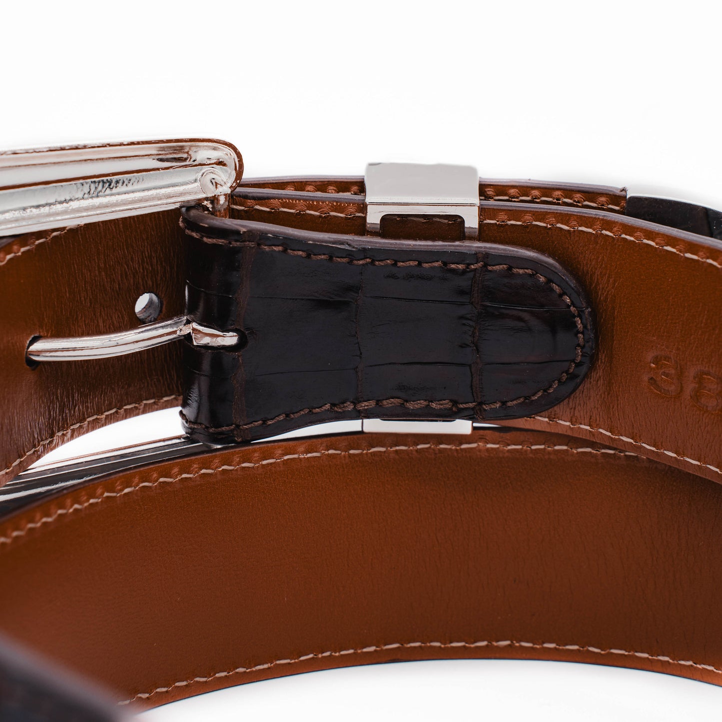 The "Taylor" Brown Crocodile Belly Leather Belt