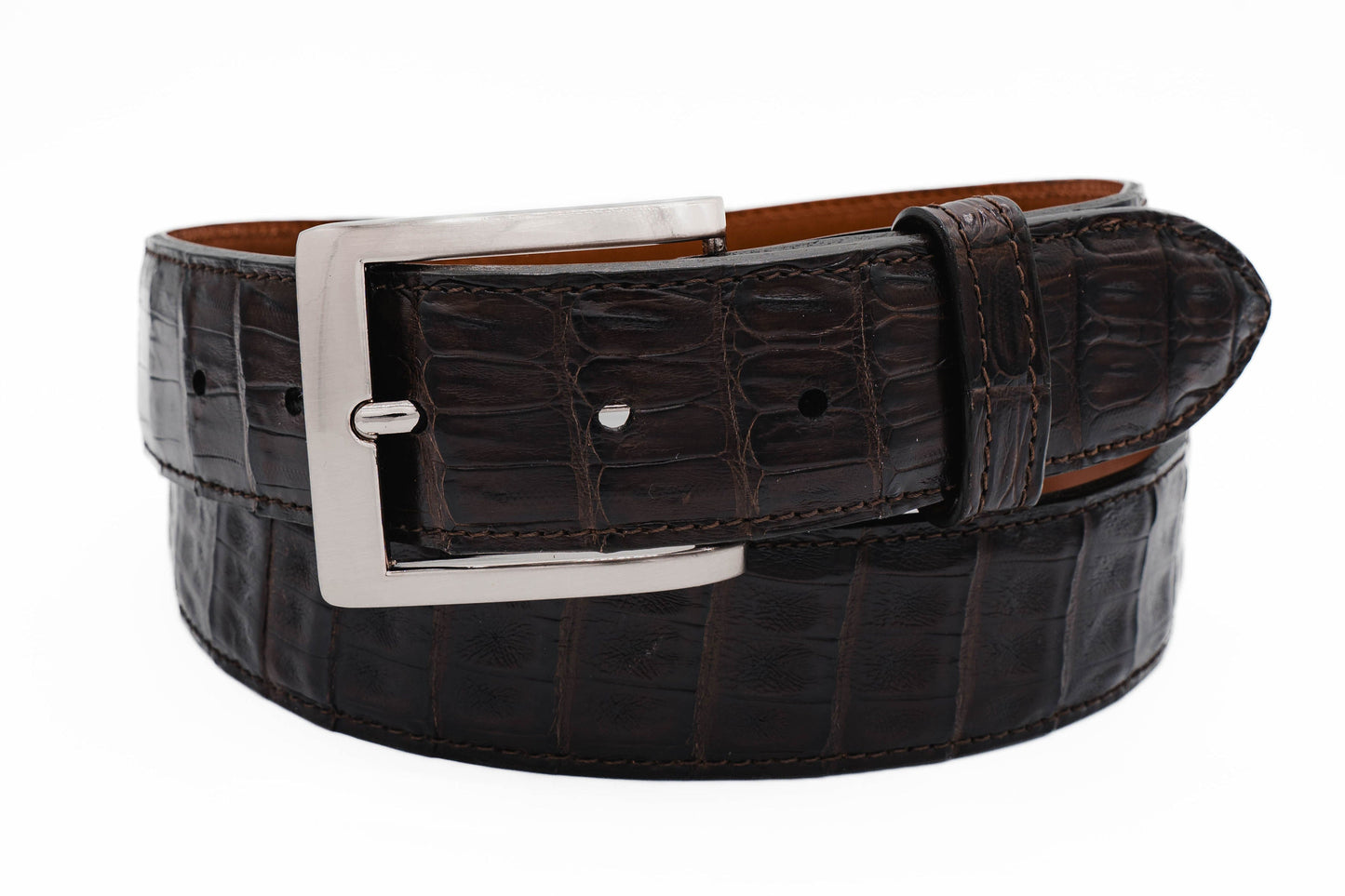 Brown Caiman Crocodile Leather Belt