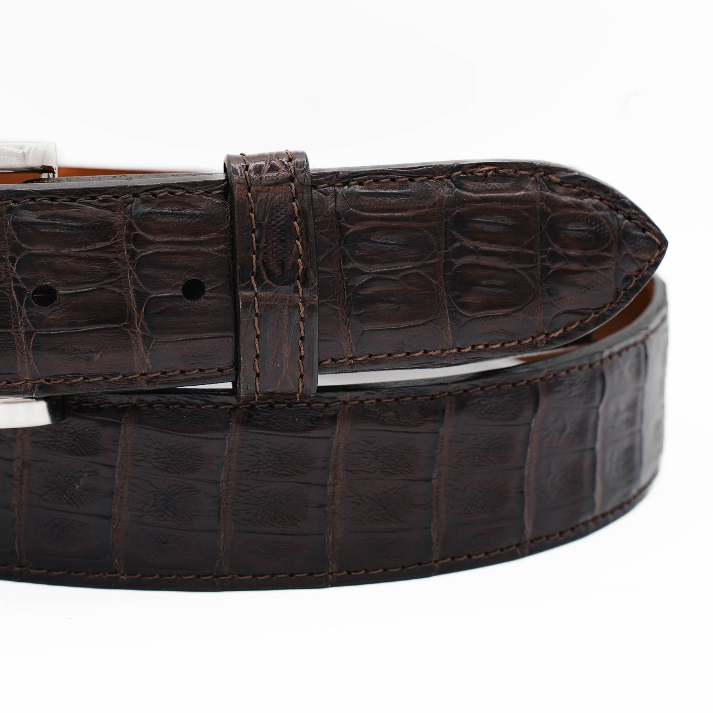 Brown Caiman Crocodile Leather Belt