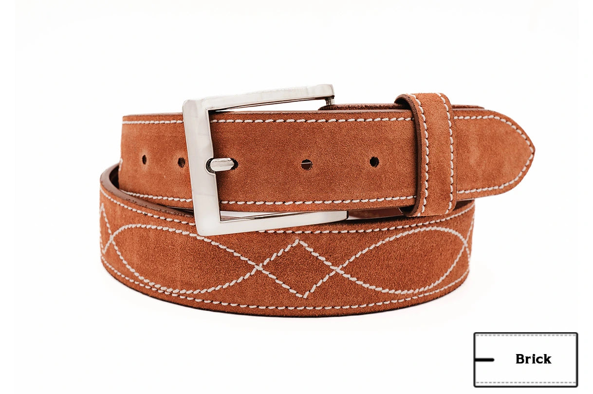 Buckaroo Brick Italian Suede Leather Belt