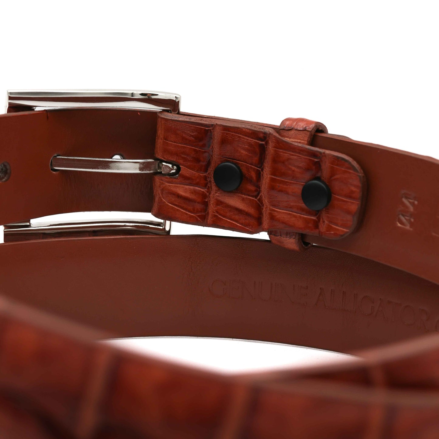 Cognac Alligator Double Tail Leather Belt