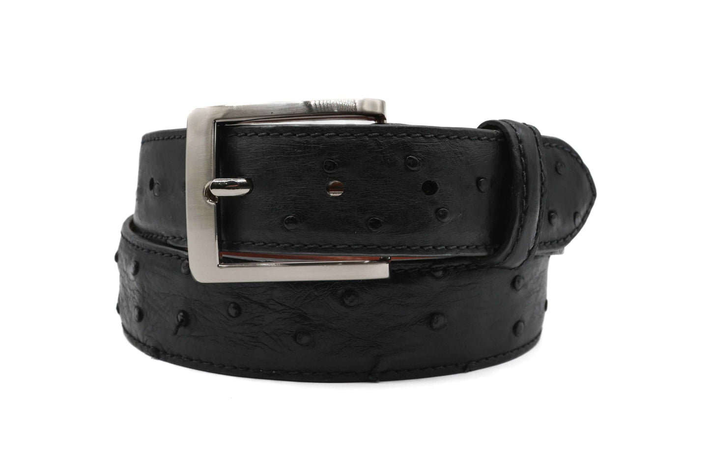 Black Full Quill Ostrich Leather Belt