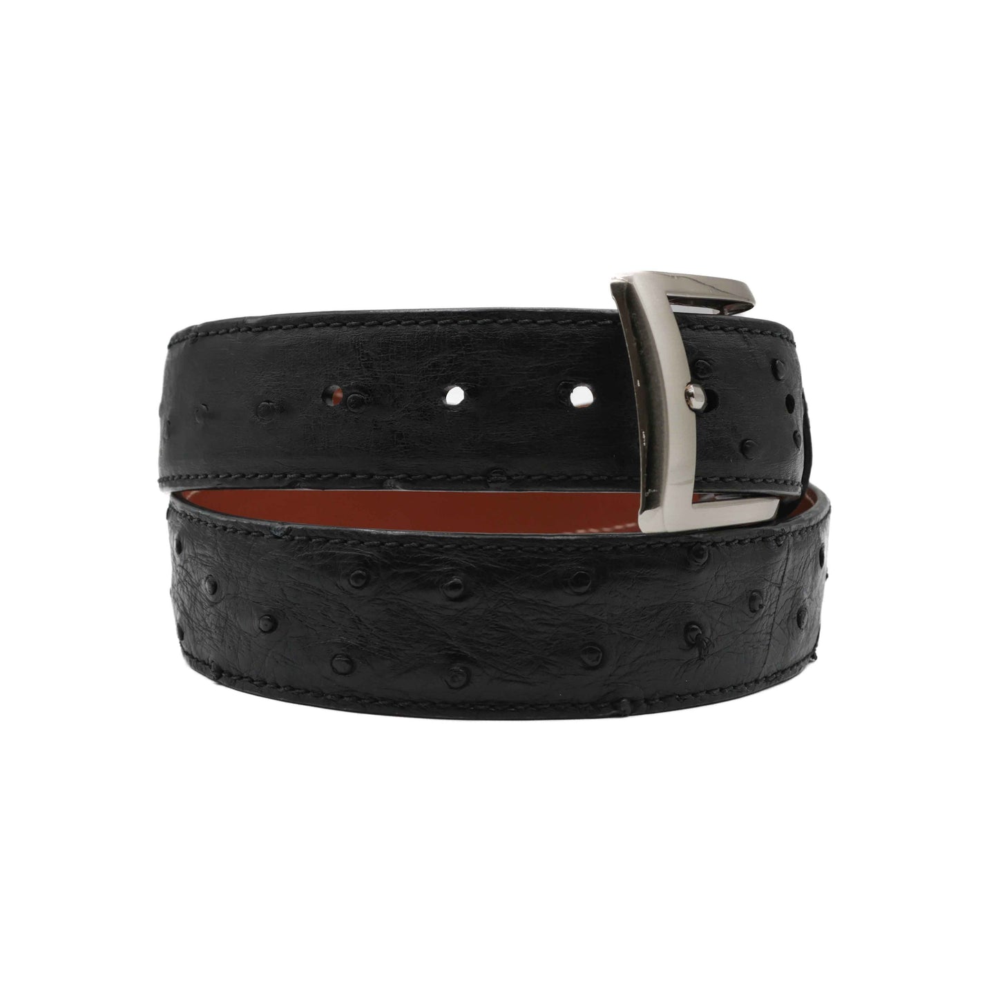 Black Full Quill Ostrich Leather Belt