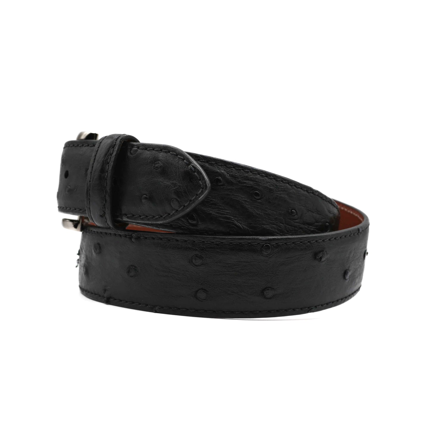 Black Full Quill Ostrich Leather Belt