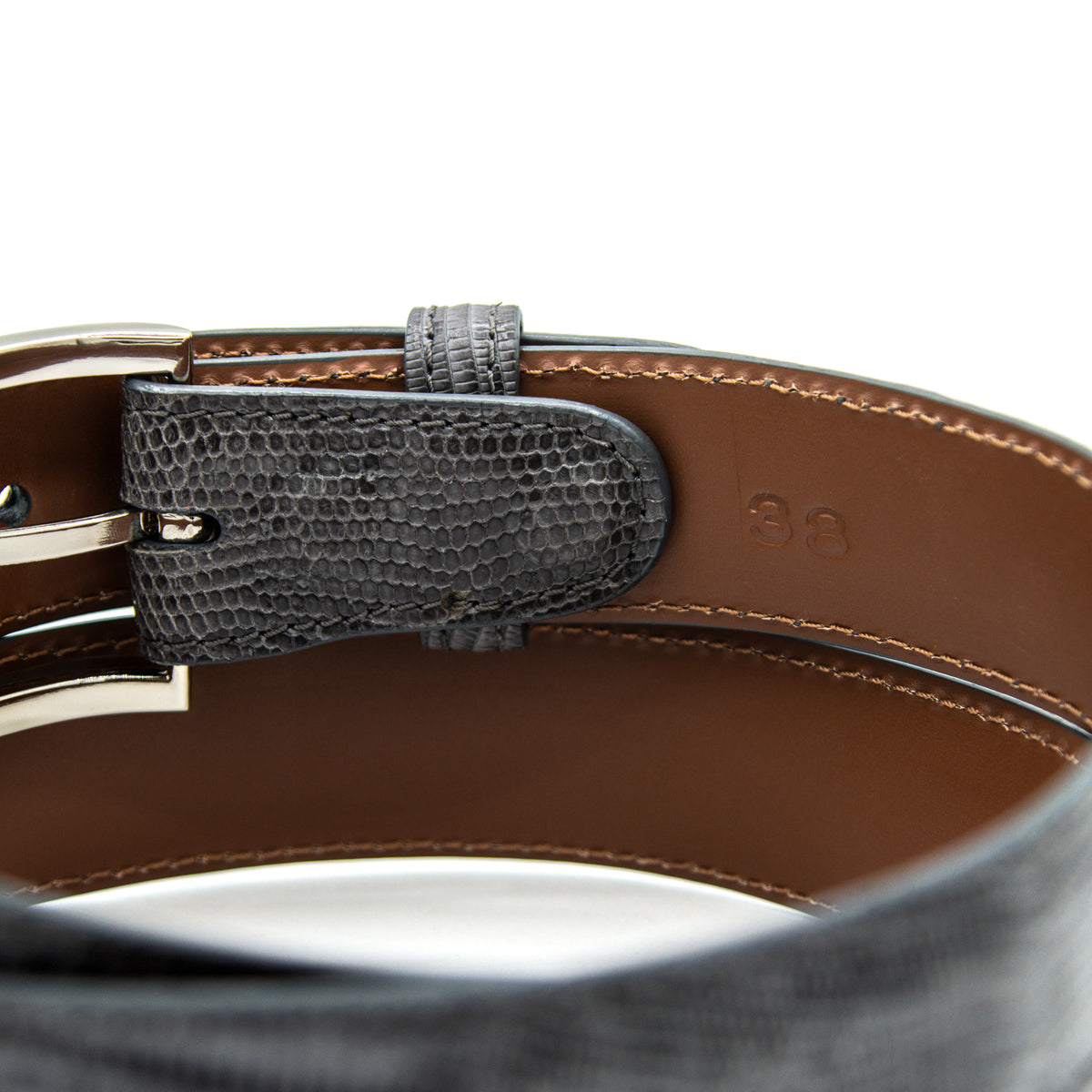 Graphite Gray Lizard leather Belt