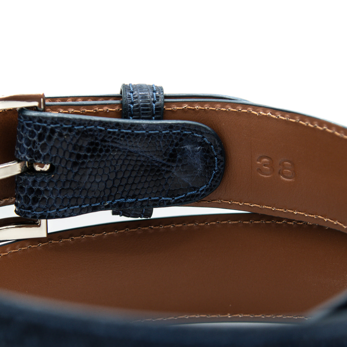Navy Blue Lizard Leather Belt