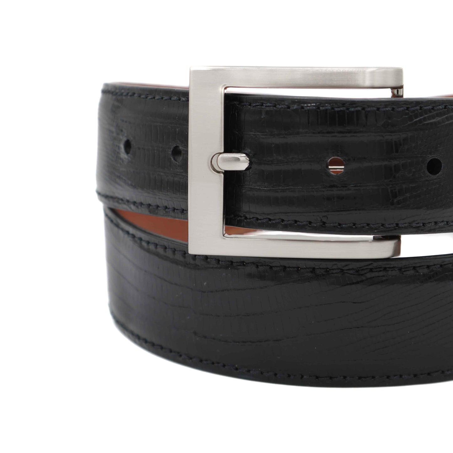 Black Lizard Leather Belt