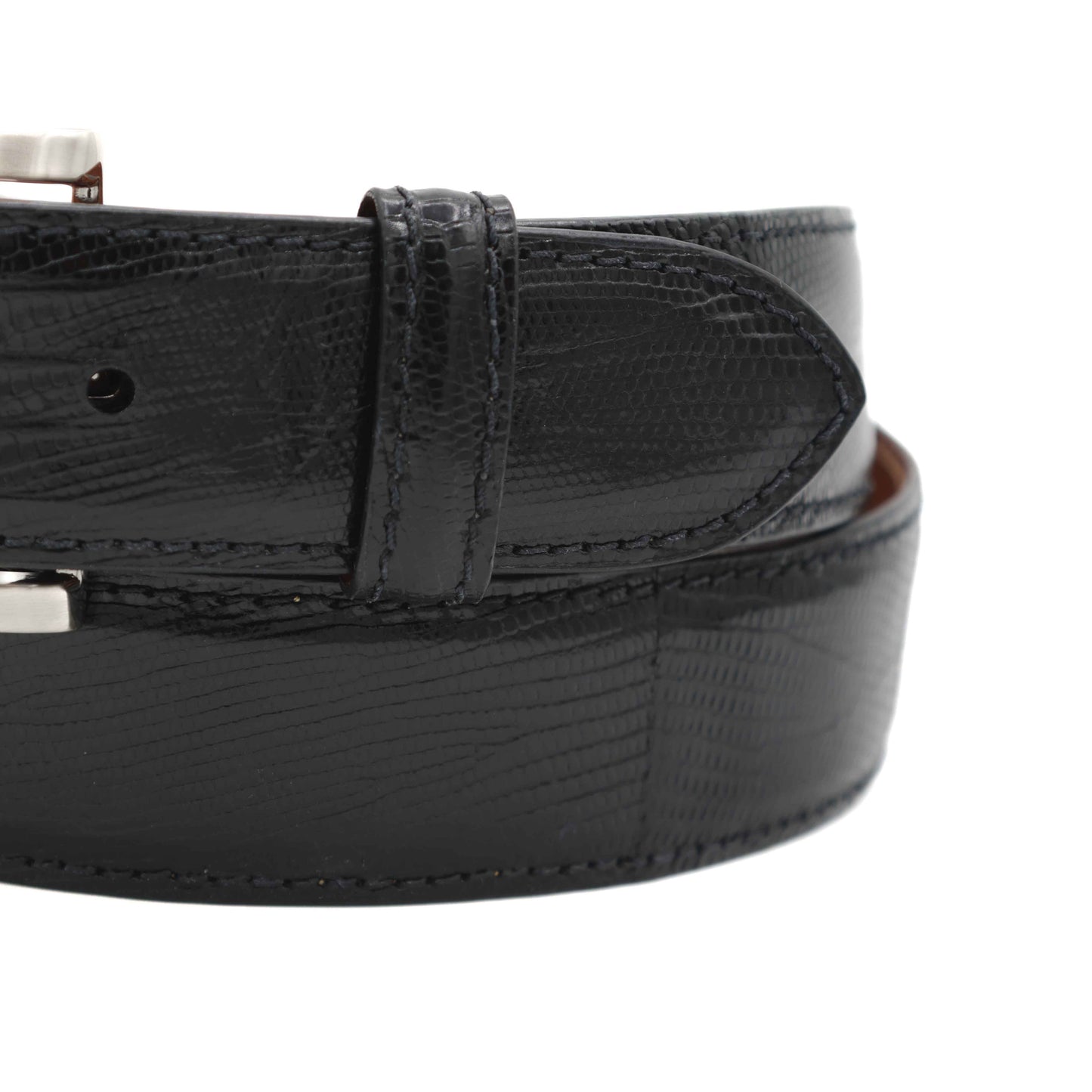 Black Lizard Leather Belt