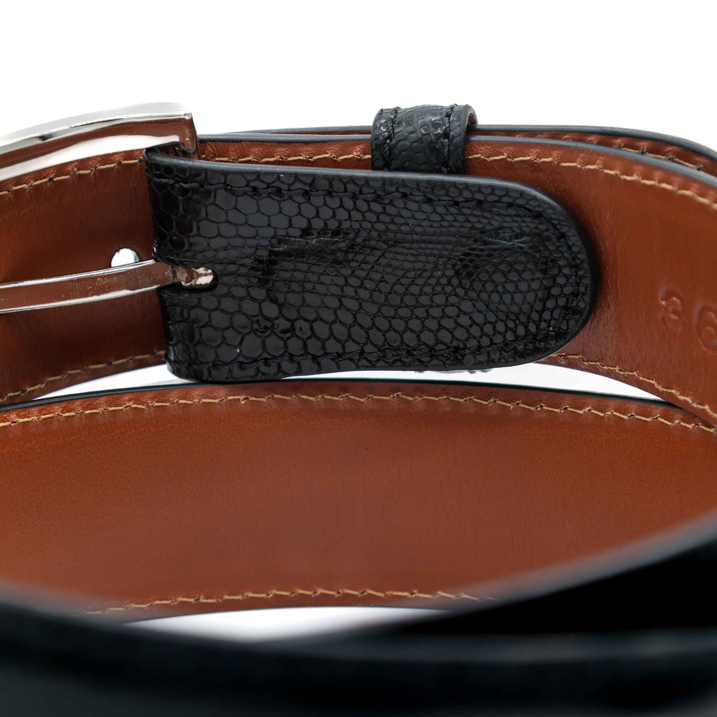 Black Lizard Leather Belt