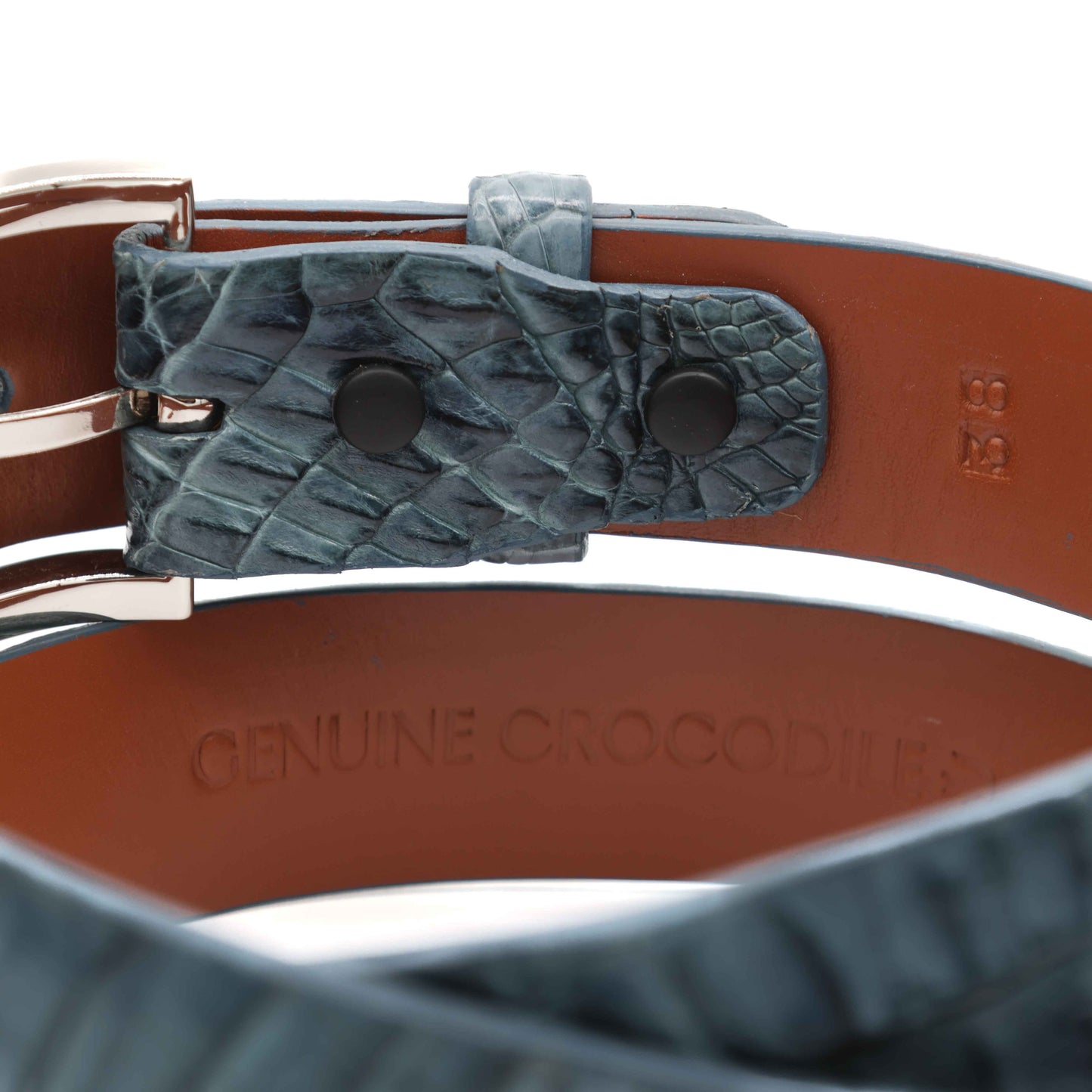 Hornback Blue Jean Caiman Crocodile Leather Belt