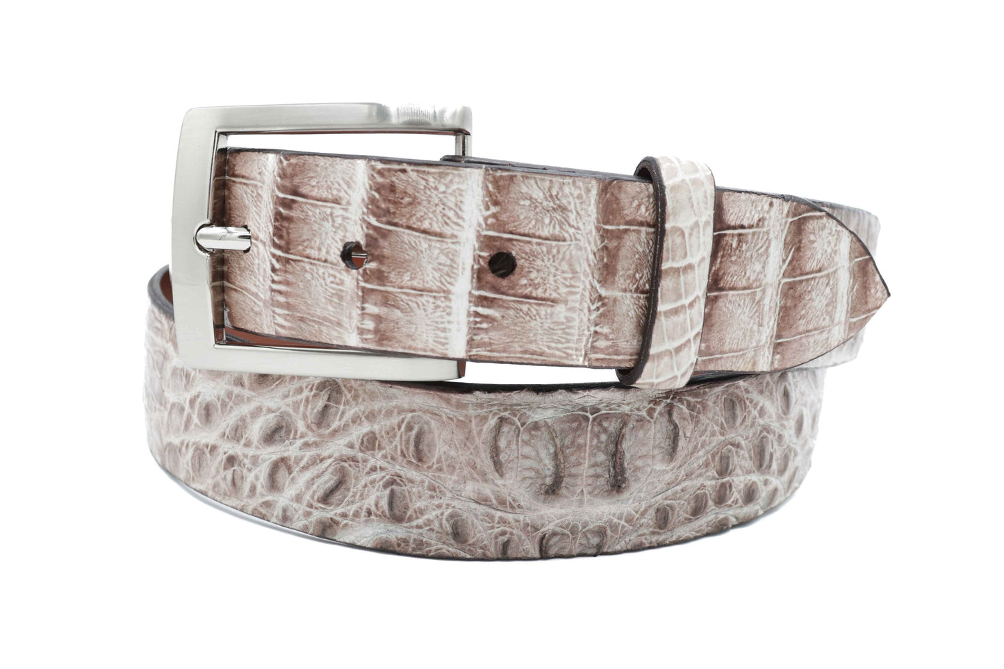 Hornback Natural Caiman Crocodile Leather Belt