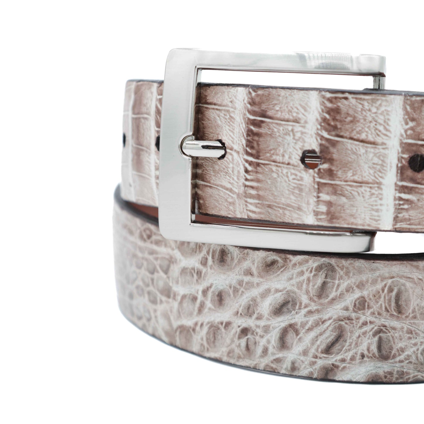 Hornback Natural Caiman Crocodile Leather Belt