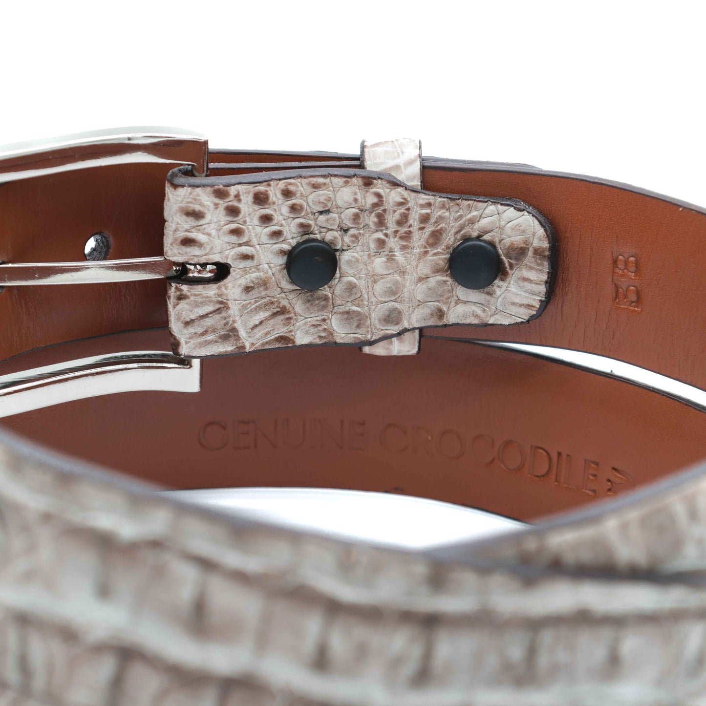Hornback Natural Caiman Crocodile Leather Belt
