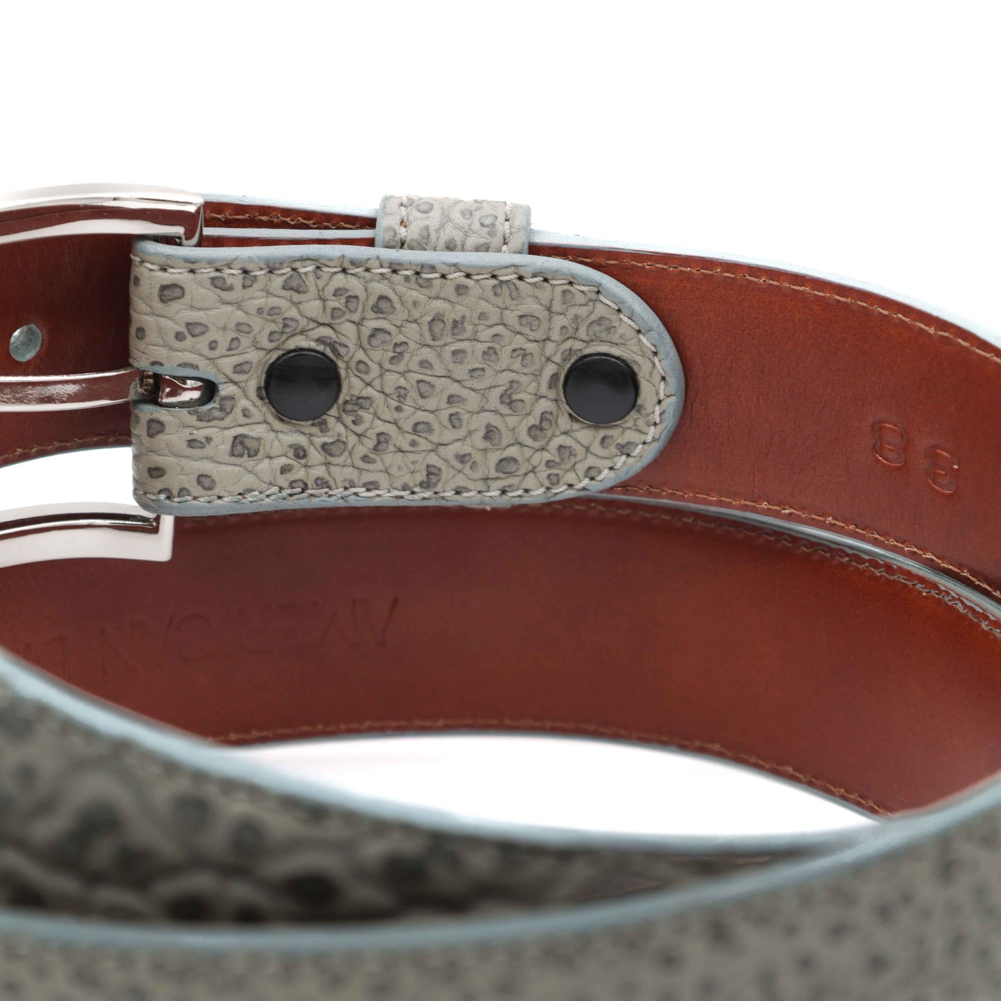 Gray American Bison Leather Belt