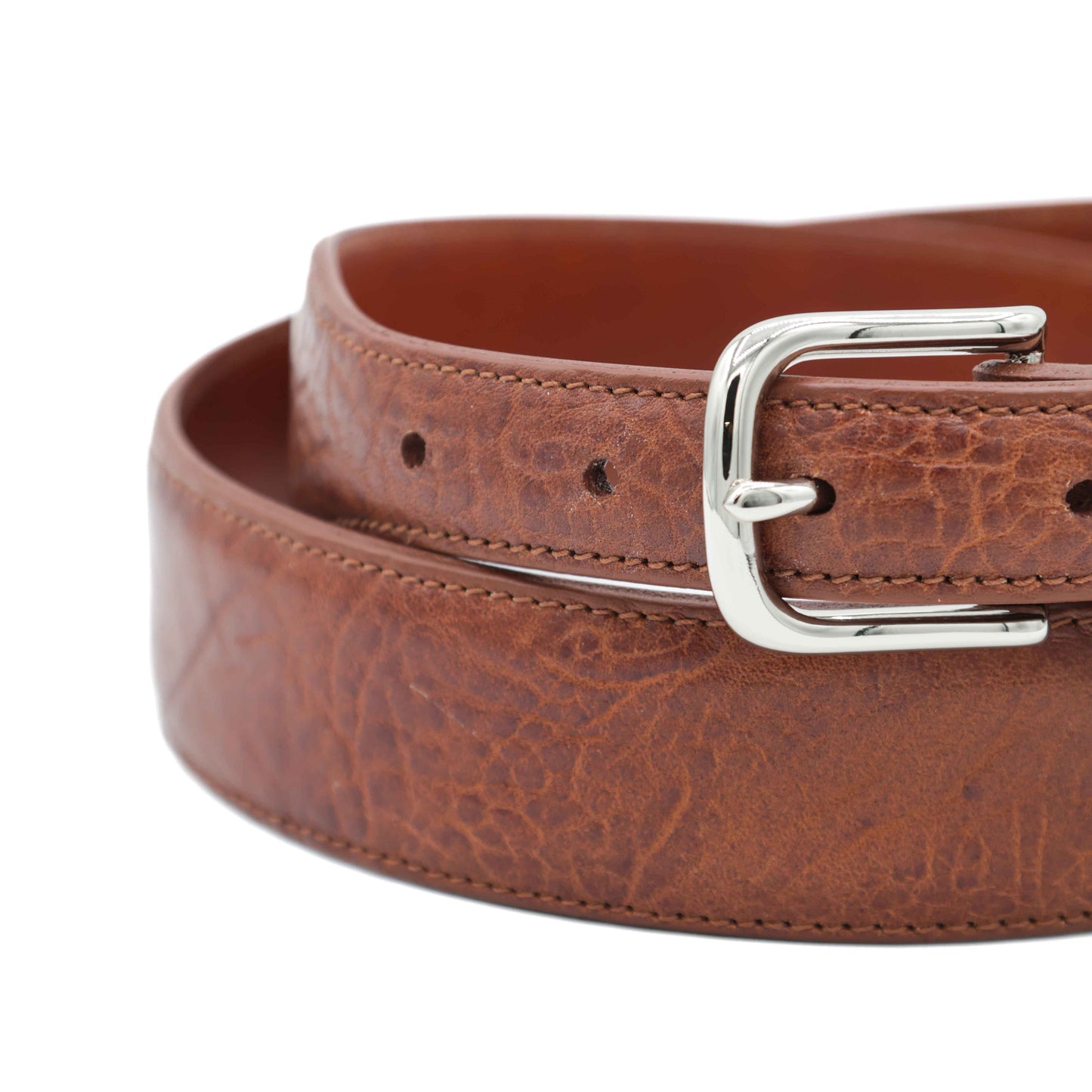 Cognac Bull Shoulder Leather Tapered Belt