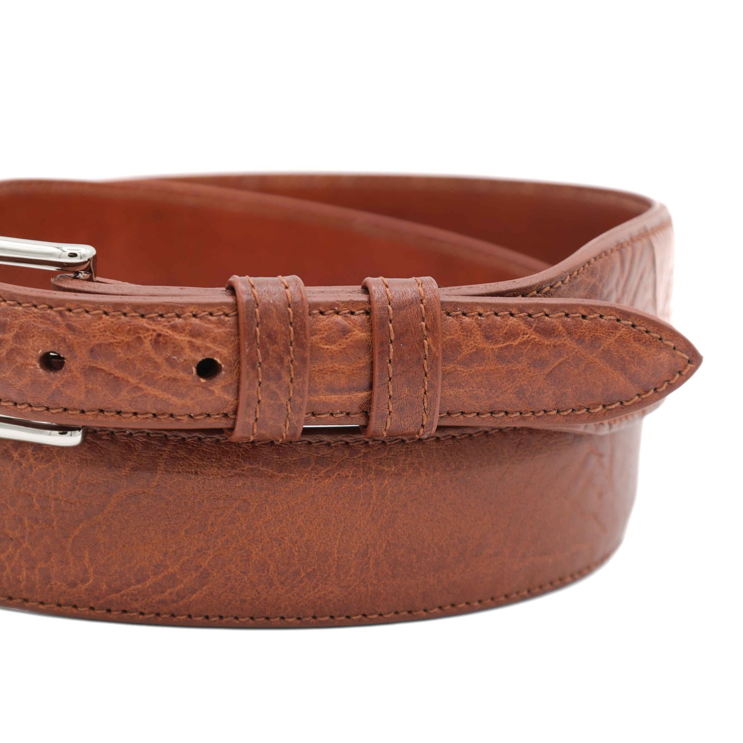 Cognac Bull Shoulder Leather Tapered Belt