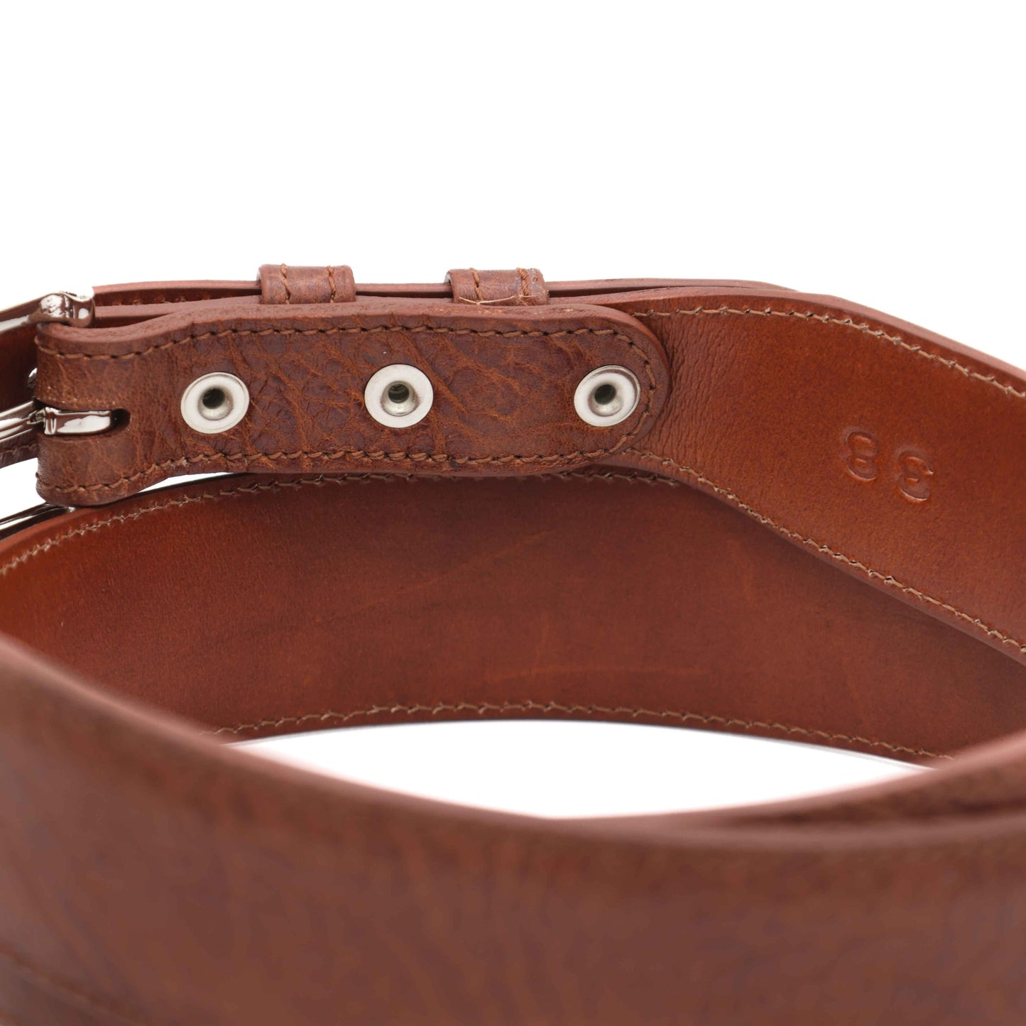 Cognac Bull Shoulder Leather Tapered Belt