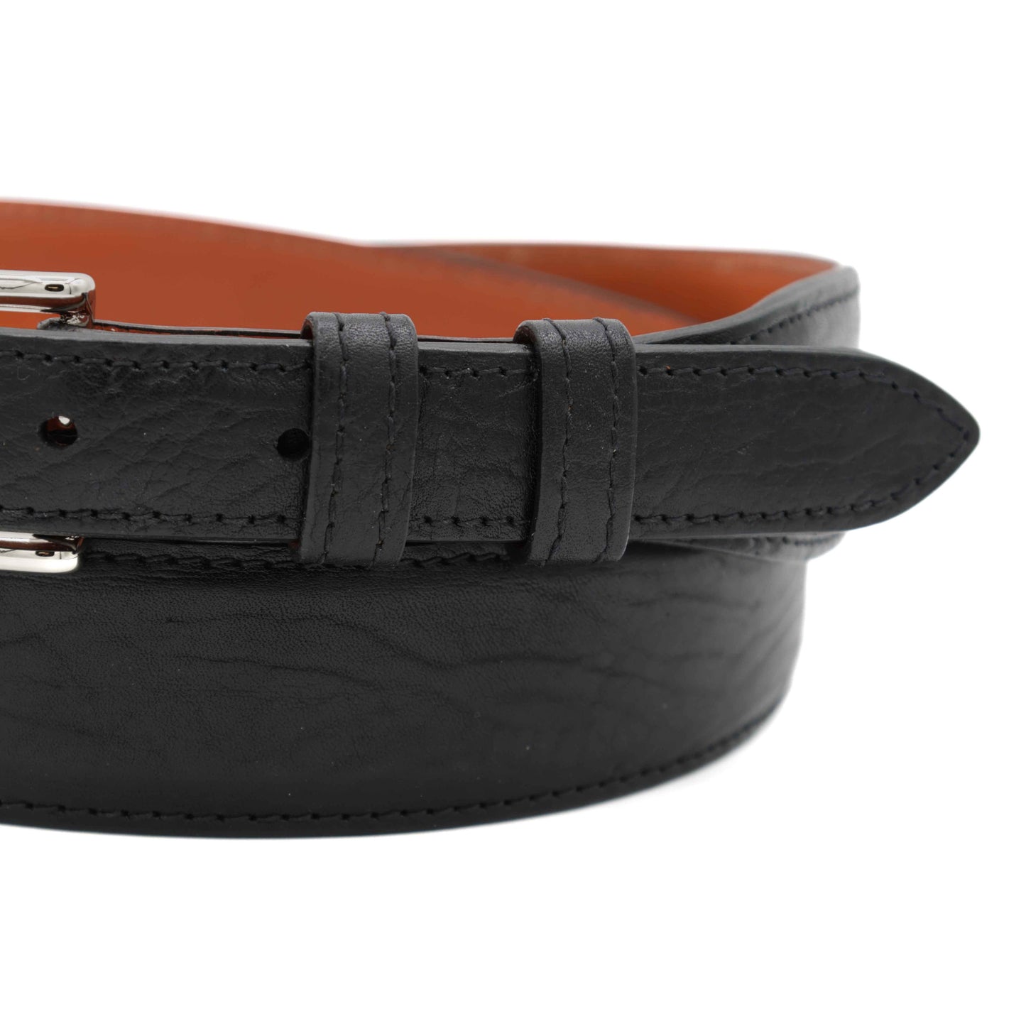 Black Bull Shoulder Leather Tapered Belt