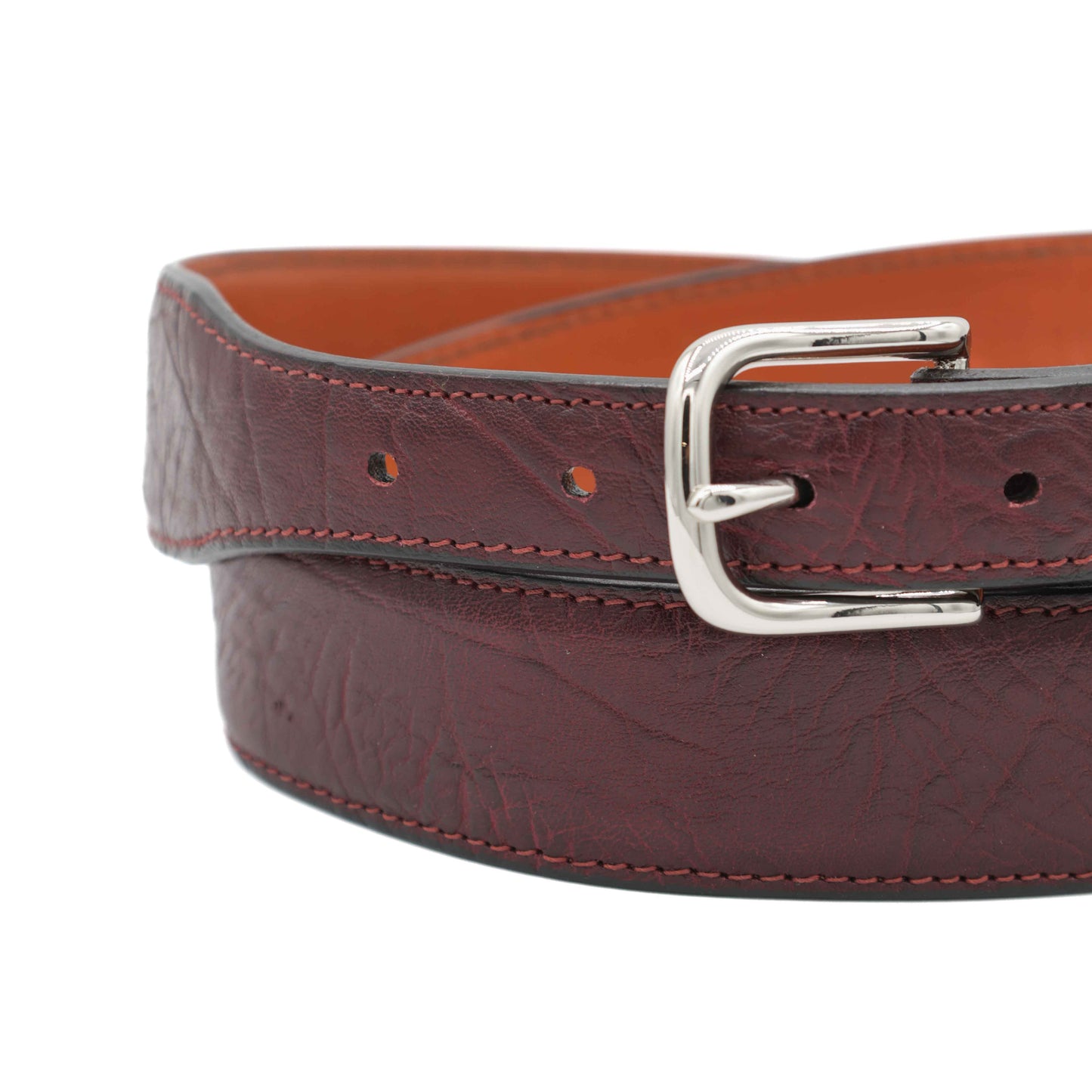 Black Cherry Bull Shoulder Leather Tapered Belt
