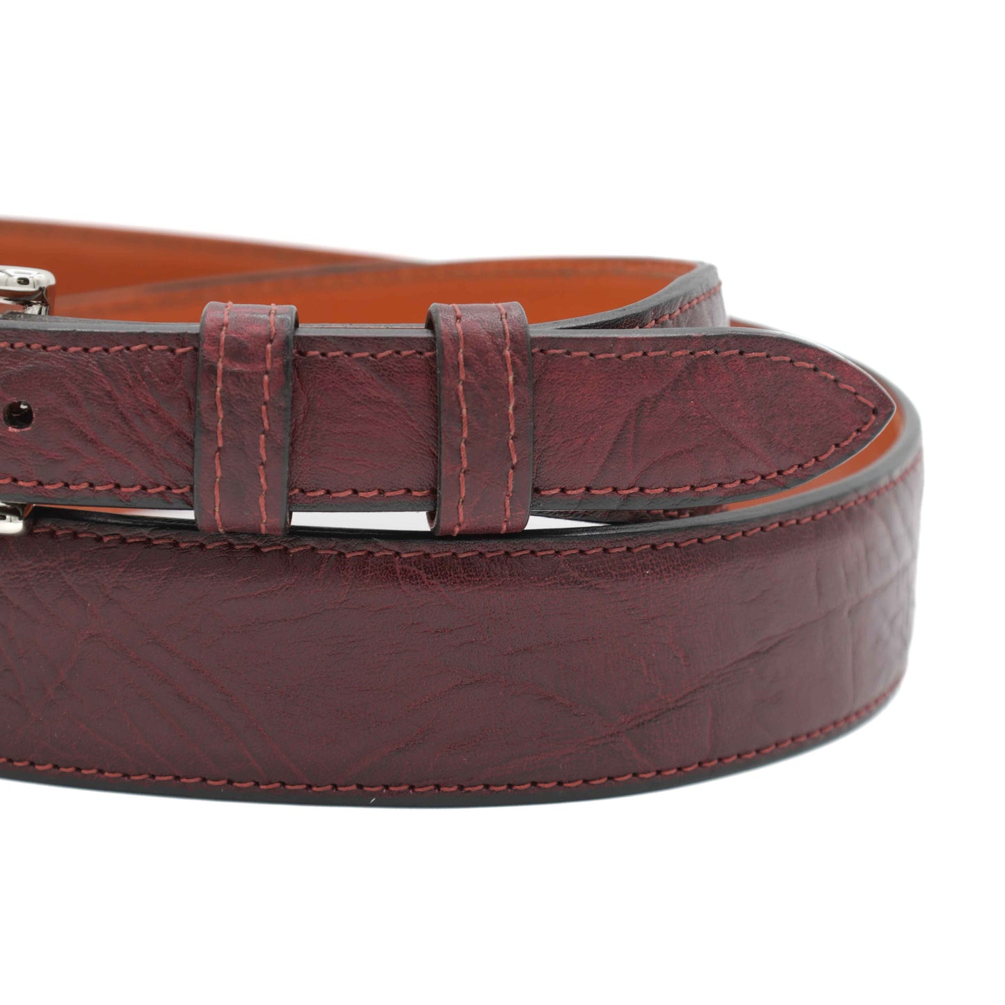 Black Cherry Bull Shoulder Leather Tapered Belt