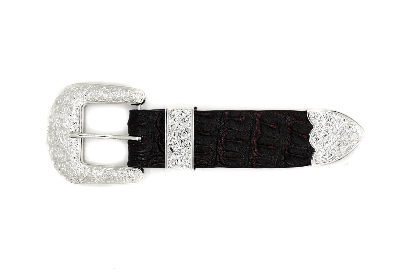 Three-Piece Silver Buckle set on a white background