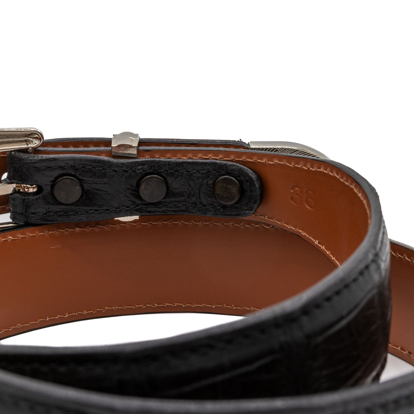 "The Travis" Black Alligator Leather Tapered Belt