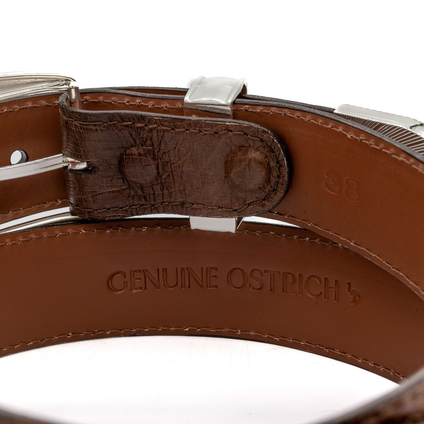Brown "Taylor Deluxe" Smooth Ostrich Leather Belt