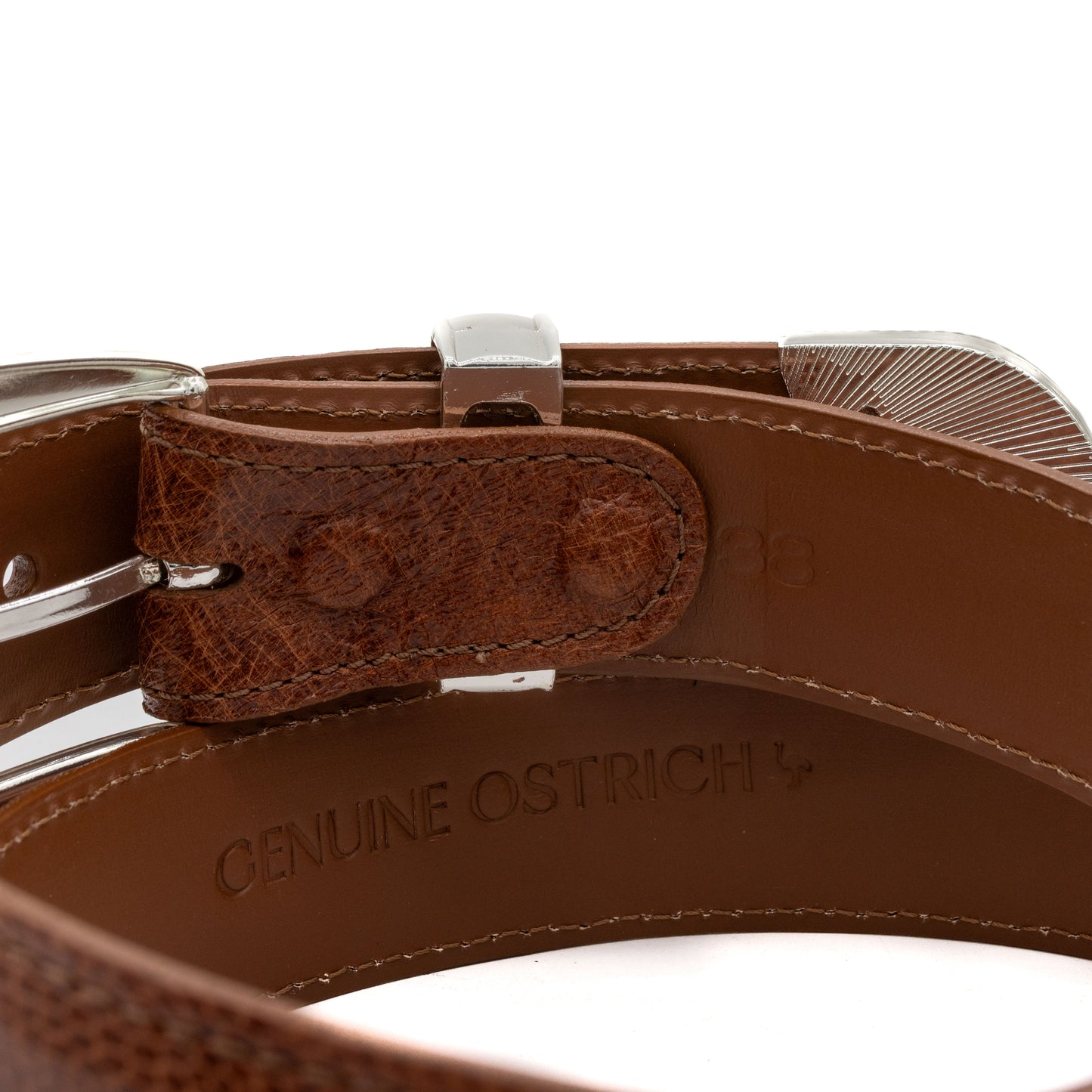 Cognac "Taylor Deluxe" Smooth Ostrich Leather Belt