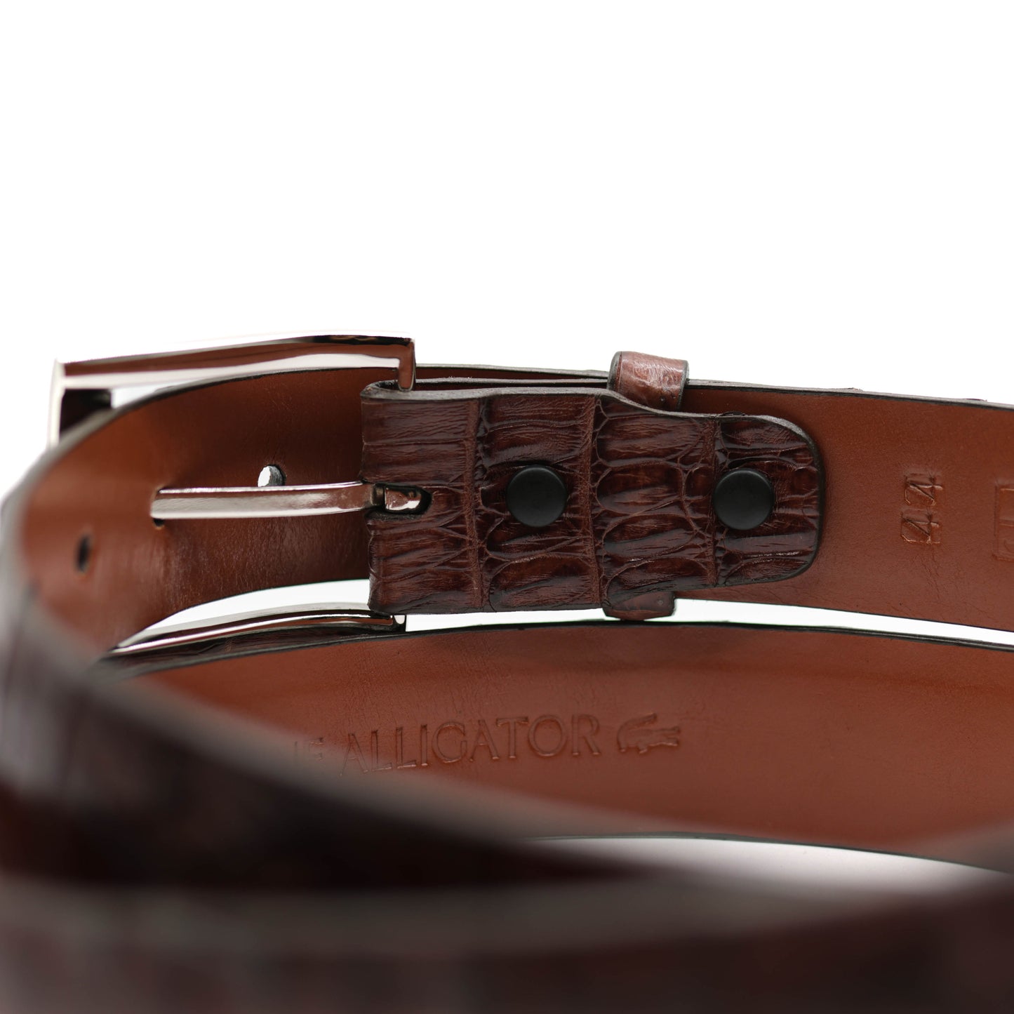 Cigar Brown Alligator Double Tail Leather Belt