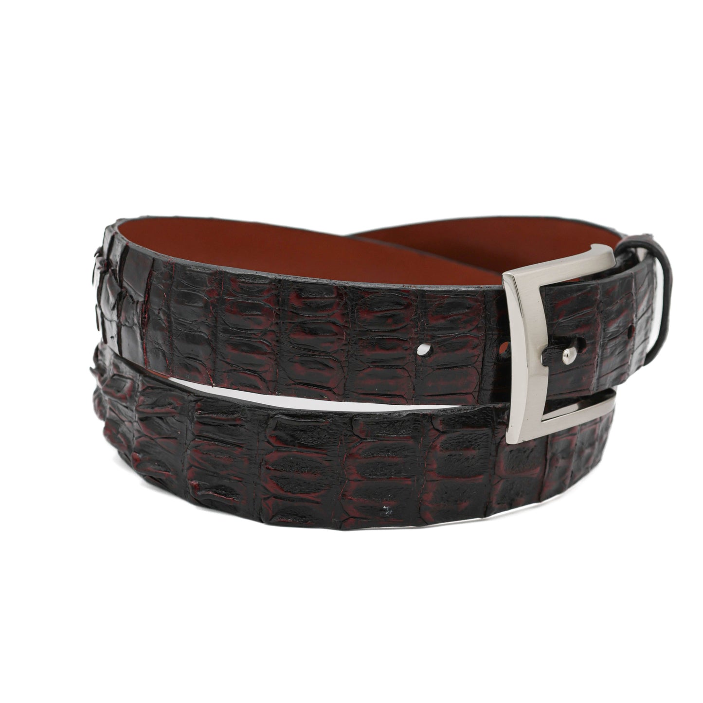 Black Cherry Alligator Double Tail Leather Belt