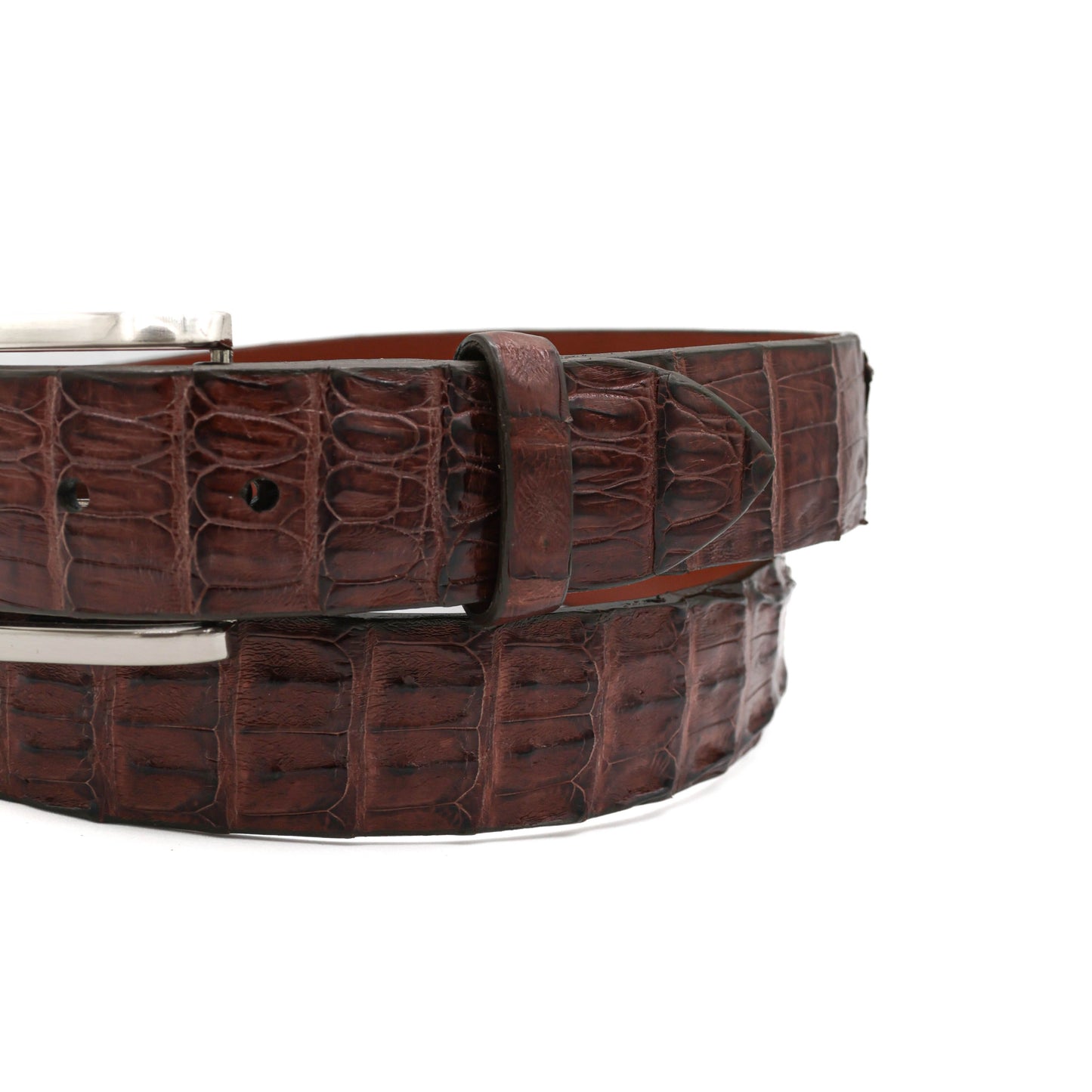 Cigar Brown Alligator Double Tail Leather Belt