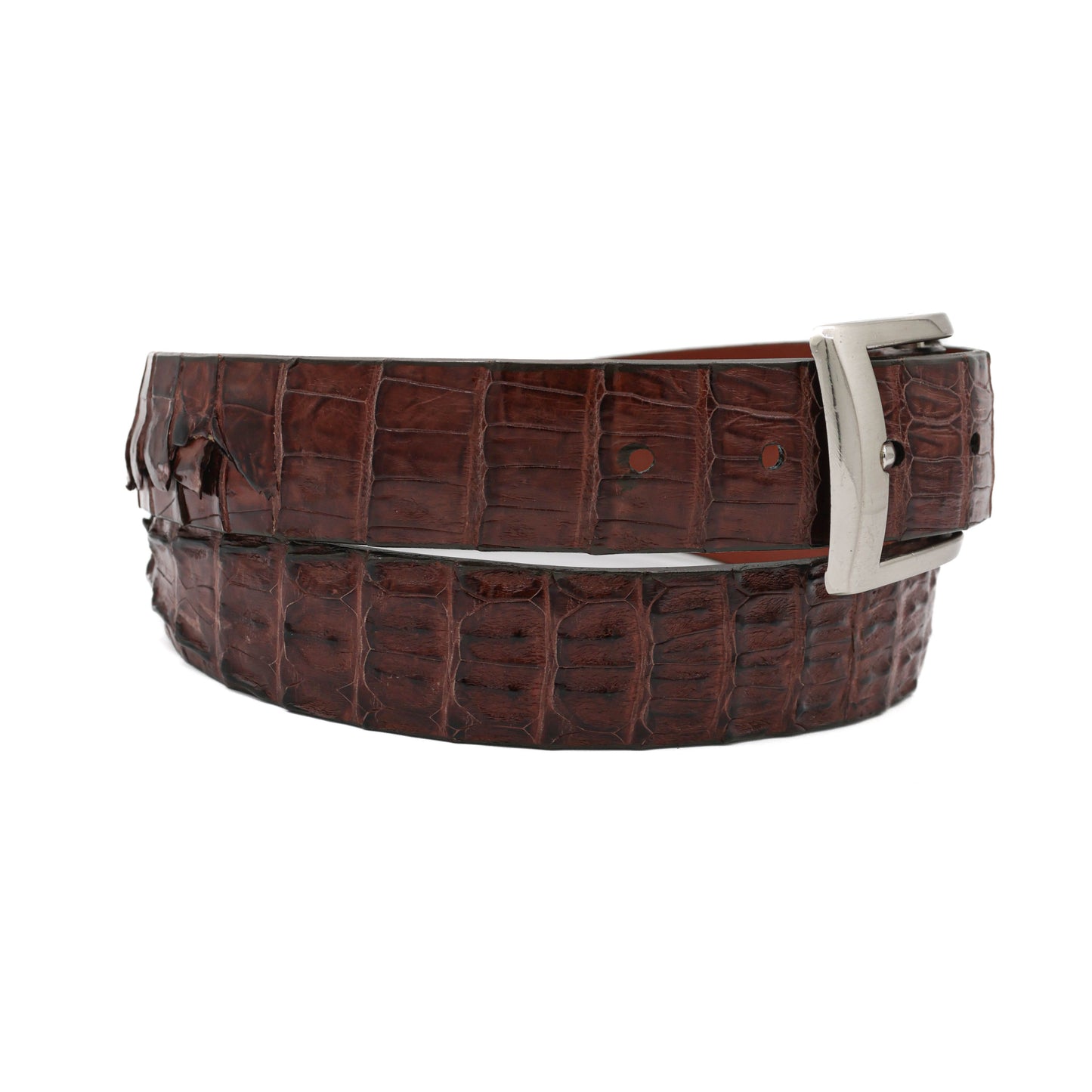Cigar Brown Alligator Double Tail Leather Belt