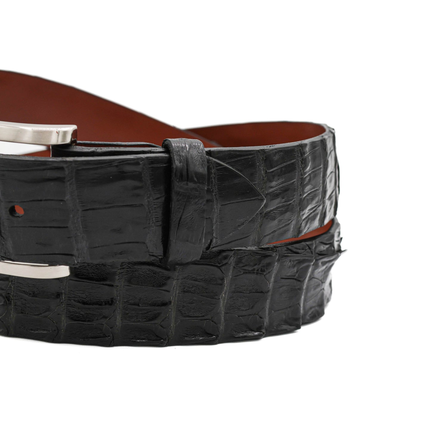 Black Alligator Double Tail Leather Belt