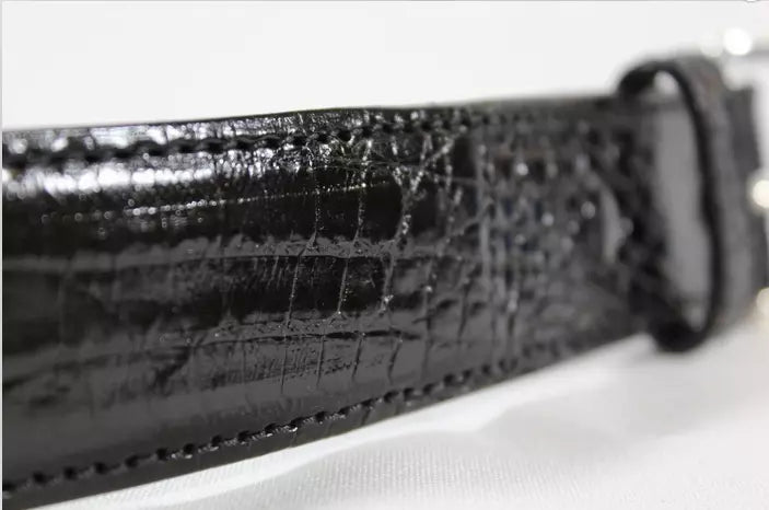 Black Crocodile Belt with Sterling Silver Buckle